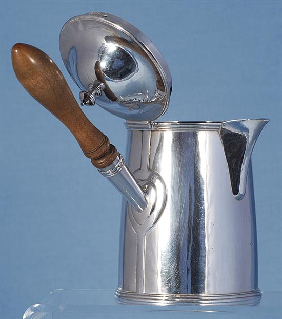 A George V Arts & Crafts silver hot milk jug, by Henry George Murphy, height 163mm, gross weight 15.4oz/481grms.